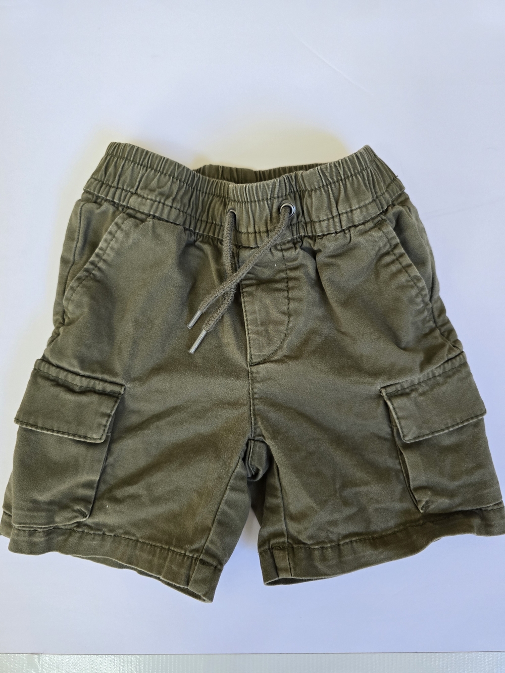 2T Toddler Olive Green Cargo Shorts with Drawstring
